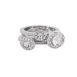 D EXCEED Womens Paved Crystal Diamond Pattern Stackable Cocktail Ring Set of 3 Pieces ( Size 6 )