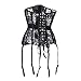Shymay Women's Lace Waist Cincher Underbust Steel Boned Corset with Garter Belt, Black, X-Large