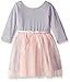 Pinky Pink Little Girls' Long Sleeve Knit To Mesh Dress with Kitty