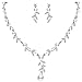 EVER FAITH CZ Cream Simulated Pearl Wedding Floral Vine Filigree Necklace Earrings Set Clear Silver-Tone