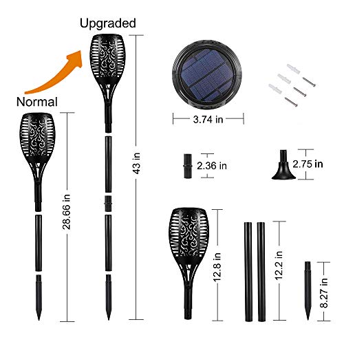Solar Lights Outdoor Upgraded, Waterproof Solar Torch Light With Flickering Flame Lights Outdoor Solar Spotlights Landscape Decoration Lighting 96 LED Dusk to Dawn Auto On/Off Security Torch Light (4)