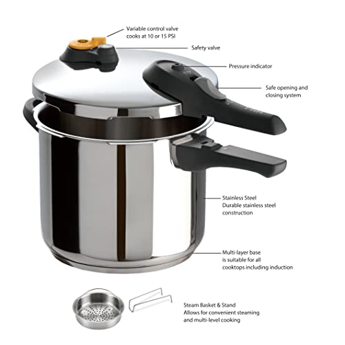 Tfal Ultimate Stainless Steel Pressure Cooker 6.3 Quart Induction