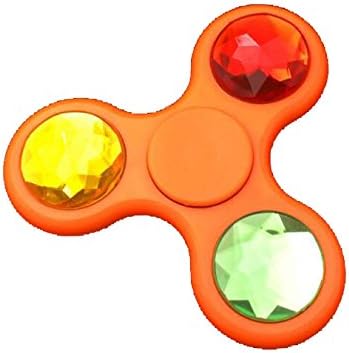 Tri Fidget Hand &amp; finger Spinner, Ultra Fast stainless steel bearings, Great Gift for ADD, ADHD, Anxiety, and Autism Adult &amp; Children, orange spinner inbed plastic diamond