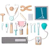 umu Wooden Kids Doctor Playset for Toddlers, Pretend Toy 18 Pieces Dentist Toolbox Medical Kit for 3, 4 and 5 Year Old Girls and Boys