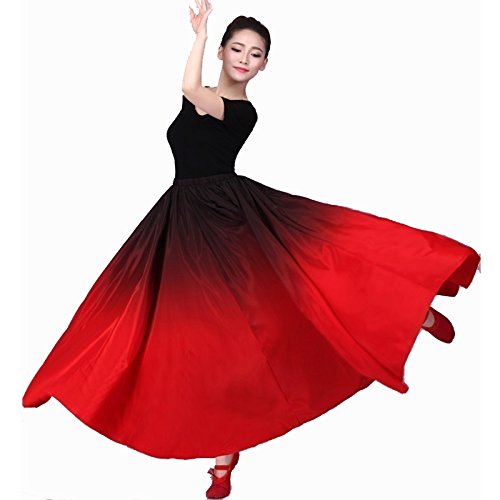 Women Latin Practice Dance Big Swing Skirt Tango Cha Cha Spanish Frill Pleated Dress Modern Ballroom