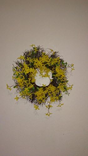 Spring Floral Front Door Forsythia 22" Flower Wreath Easter Hanging Wall Window Decoration Home Office Holiday Accent Decor