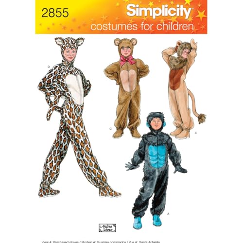 Simplicity Patterns Simplicity 2855 Leopard, Bear, Gorilla and Lion Sewing Patt…