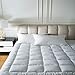 Mattress Topper Queen ❤ (2 Bonus Pillow Cases )❤ Plush Down Alternative Quilted Fitted Skirt Protector Mattress Pad Reviver Enhancer Deep Pocket Fits 8-21 Inches Hypoallergenic Soft White Bed Cover
