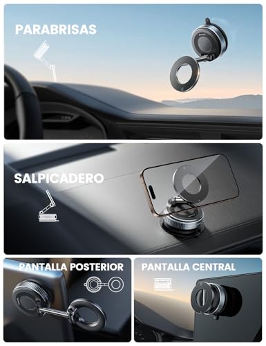 Lamicall Soporte para Celular Automovil - [Ventosa de Vacío Ultra Fuerte] para mag Safe Porta Celular para Auto, Giratorio 360° para Tablero o Parabrisas, para iPhone 17 16 15 Pro MAX, Galaxy