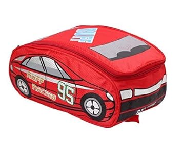 Priceless Deals Car Shape Printed Kids School Bags/Picnic, Advanture, Outdoor, Backpack for 7 to 12 Years Girls & Boys (Red)