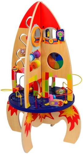 Lift Off Multi-Activity Rocket with Bead Coaster, Spinning Gears, Clock, and More