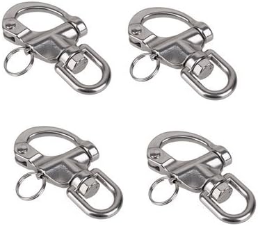 Marine Part Depot Four Stainless Steel Swivel Eye Snap Shackles 3-1/4"