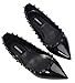 CAMSSOO Women's Classic Rivets Pointy Toe Slip on Comfort Flats Dress Pumps Shoes