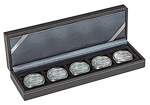 Lindner 2362-5 NERA Coin Case S with 5 square compartments for coins or capsules with a diameter up to 40 mm.