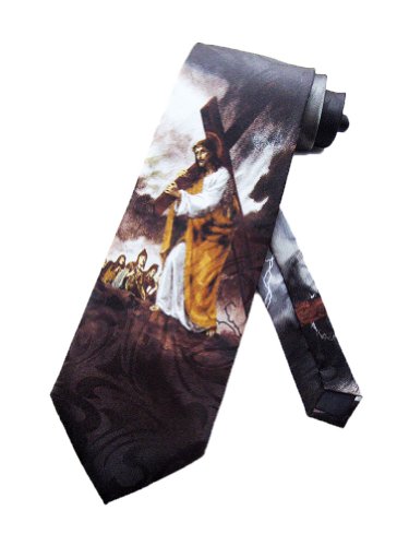 Steven Harris Mens Jesus Carrying the Cross Necktie - Black - One Size Neck Tie