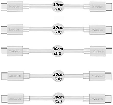 MaGeek USB Type-C To Type-C Cable, (5-Pack)(0.3m) Short USB-C to USB-C 2.0 Cables for Samsung Galaxy S20, S10, S9 - Image 3