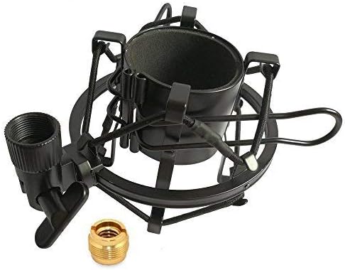 Universal Microphone Shock Mount for Standard Condenser Mic, Gulee Adjustable Anti Vibration Metal Shockmount Mic Holder Clip Clamp with 5/8" Screw Adapter for [48MM-54mm] Microphone [Durable]