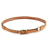 MoYoTo Women's Adjustable Stylish Brown Thin Braided Leather Belt For Jeans