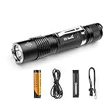 Thorfire 18650 Flashlight with Battery and Charger, 1070 Lumen Led Ultra Bright EDC Pocket Light(VG15S) with 5 Modes for Camping, Hiking,Cycling
