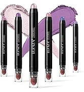 LUXAZA 6PCS Eyeshadow and Eyeliner Pen, Matte And Shimmer Cream Eyeshadow Pencil Crayon,Purple Pi...