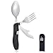 Camping Utensil HIKENTURE 4-In-1 Stainless Steel Fork Knife Spoon Bottle Opener Set with Storage Case (Black)