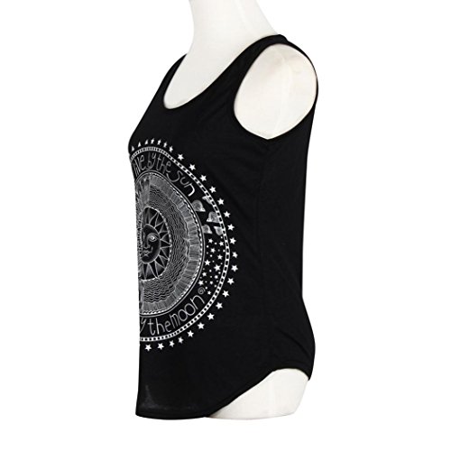 Vovotrade Hot Women Sun Printed Blouse Sleeveless Vest Tee Shirt Blouse Casual Tank Tops (S, Black)