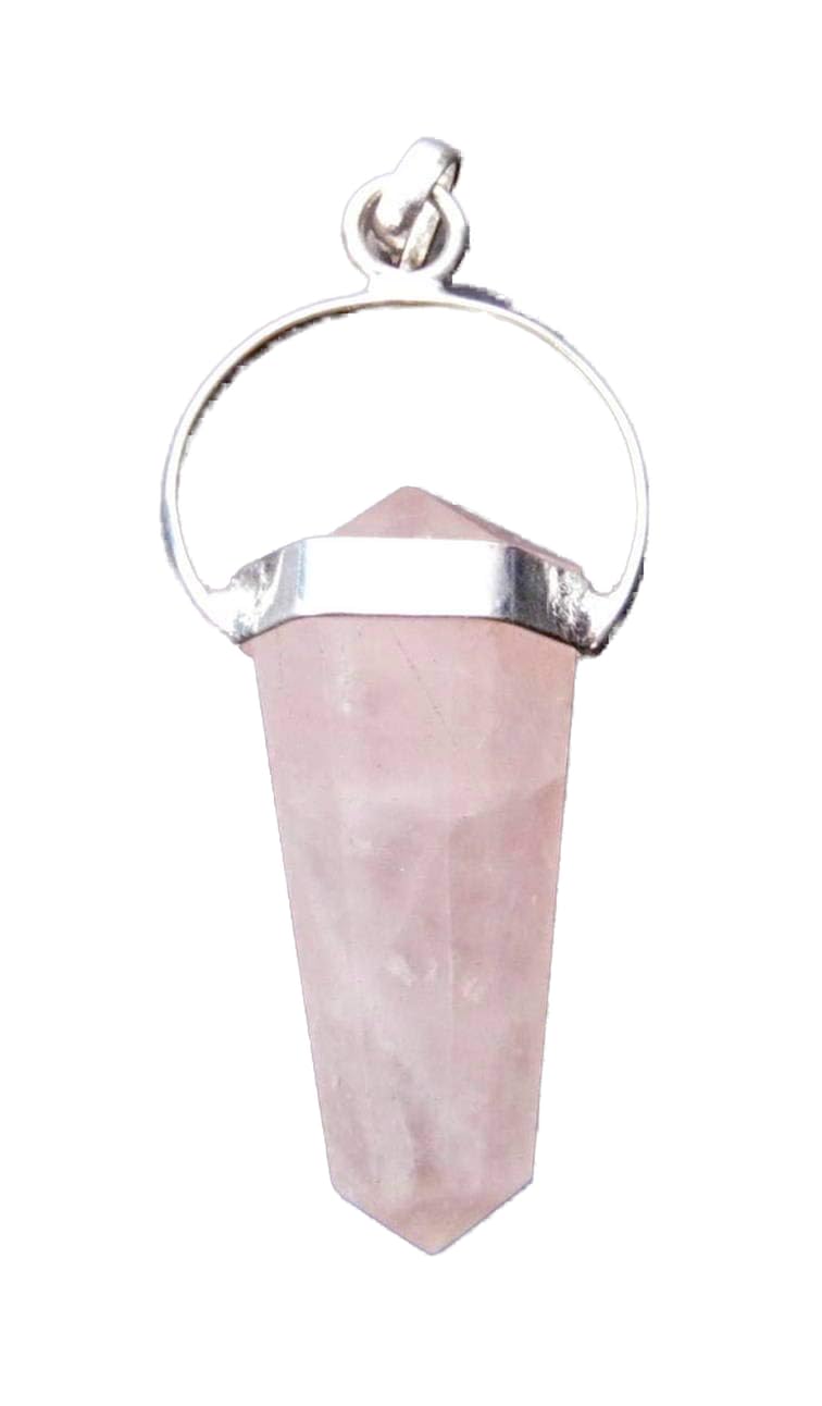 ROSE QUARTZ DOUBLE TERMINATED POINTER PENDANT FASHION GIFT POSITIVE ENERGY CRYSTAL HEALING LOVE HANDCRAFTED ACCESSORY
