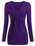 Zeagoo Women V Neck Twist Knot Front Casual Blouse Top