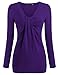 Zeagoo Women V Neck Twist Knot Front Casual Blouse Top