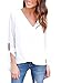 Sidefeel Women Casual Loose Fit V Neck Chiffon Blouse Shirt Large White