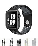Apple Watch Band - Vitech Soft Silicone Nike+ Sport Style Replacement iWatch Strap band for Apple Wrist Watch Series 1 Series 2 (42mm Black/Cool Gray)