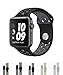 Apple Watch Band - Vitech Soft Silicone Nike+ Sport Style Replacement iWatch Strap band for Apple Wrist Watch Series 1 Series 2 (42mm Black/Cool Gray)