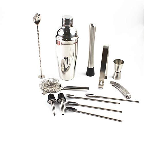 Praktisches Cocktail-Shaker-Set 14-teilig Edelstahl Barkeeper Set Barzubehör Mit Bambusbasis Cocktail Bar-Werkzeug-Set… – Bild 4