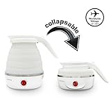 Travel Foldable Electric Kettle - Dual Voltage, Fast Water Boiling, Boil-Dry Protection | Small, Collapsible, Portable Kettle |100-120V & 220~240V (600 ML)