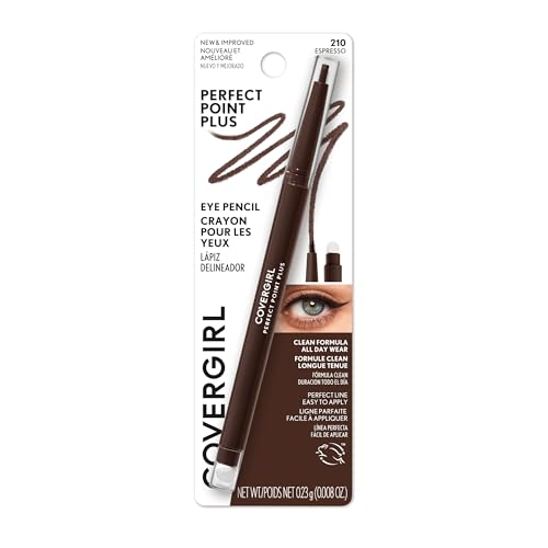 COVERGIRL Perfect Point Plus Eyeliner Pencil, Espresso, Long-Lasting, Versatile Brown Eyeliner, Soft Smudging Tip, No Sharpening Needed, Pack of 1
