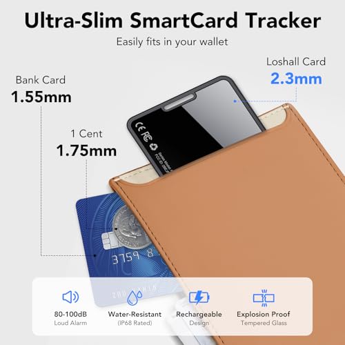 Air Tag Card Wallet Tracker, 1 Piece, Rechargeable Find Objects Wallet, Smart Tag Compatible with Apple Where Is (iOS Only), Bluetooth Locator for Wallet/Suitcase/Bags, IP68 Waterproof