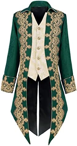 Chaqueta Steampunk Gótica Para Hombre, Capucha, Estilo Medieval Renacentista, Abrigo Victoriano Con Bordado, Ideal Para Cosplay De Vampiro Y Halloween