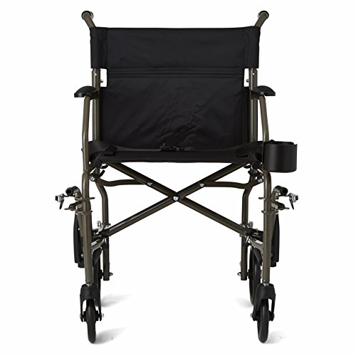 Medline Ultralight Transport Wheelchair with 19” Wide Seat, Folding
