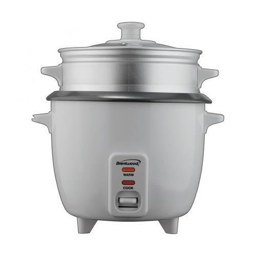 BRENTWOOD TS180S Brentwood Rice Cooker/Non Stick/With Steamer/8-Cups (Uncooked)(White Body)