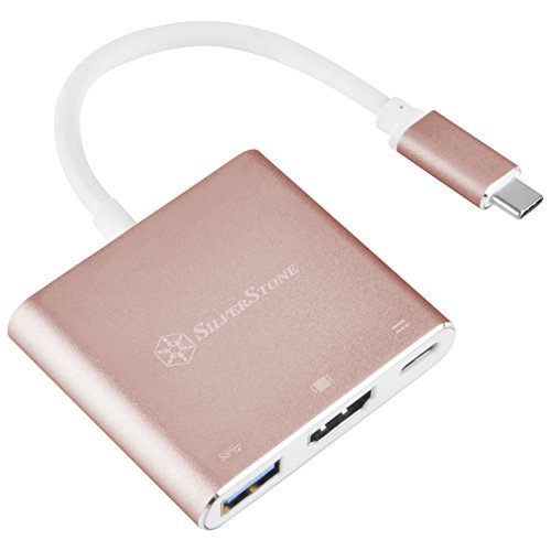 SilverStone Technology Usb Type-C Multi-purpose Hub with USB Type-A, USB Type-C, and HDMI, Pink (EP08P)