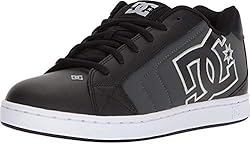 DC Men's Net XE Skate Shoe, Black/Black/Grey, 6 D US