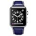 For Apple Watch Band 42mm, OUHENG Retro Vintage Genuine Leather iWatch Strap Replacement for Apple Watch Series 3 Series 2 Series 1 Sport and Edition, Dark Blue