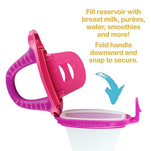 teetherpop New 2 Pack Fillable, Freezable Baby Teether for Breastmilk, Purées, Water