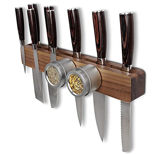 Walnut 16 inch Knife Holder for Wall with Double Storage