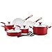SilverStone Ceramic Nonstick Cookware Pots and Pans Set, 12 Piece, Chili Red