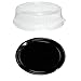 Party Essentials Soft Plastic 12-Inch Round Flat Serving/Catering Trays, Black with Clear Dome Lids, Set of 2