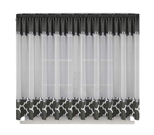 FKL Schöne Fertiggardine Fenstergardine Gardine aus Voile Leinen mit Faltenband Kräuselband Smokband Store marokanischer Stil