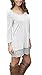 MiYang Women's Long Sleeve A-line Lace Stitching Trim Casual Dress S White