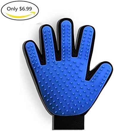 Pet Grooming Massage Glove Brush, Kokome Finger Shape(Right) Bathing Pet Dog Cat Grooming Gloves Mitts Deshedding Hair Remover Brush Glove Comb for Long and Short Hair Dogs Cats Bunnies Horses