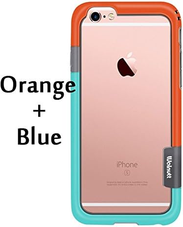 Aimartz TM For 6s Plus 5.5 inch 6 Colors Walnutt Soft TPU Hybrid Bumper Frame Case Cover Side Protection for iPhone 6Plus [For iPhone 6 Plus and 6s Plus 5.5 inch Orange And Blue]